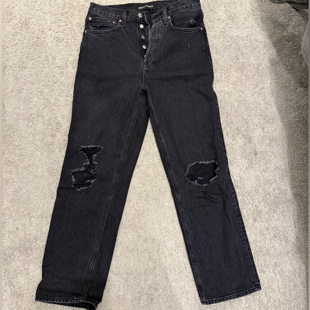 Denim Forum Black Straight Leg Jeans